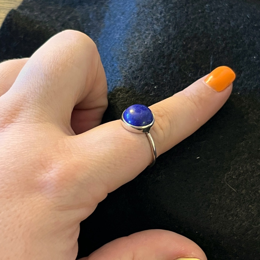 Simple Sterling Silver and Lapis Lazuli Ring